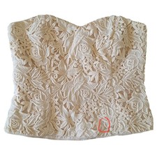 Miguelina ivory floral lace strapless corset bustier top size M