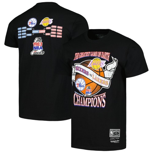 Men's Mitchell & Ness Black Philadelphia 76ers vs. Los Angeles Lakers Hardwood