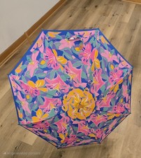 Vintage Ken Done Umbrella   Lilies Print   Wooden Handle   Rare