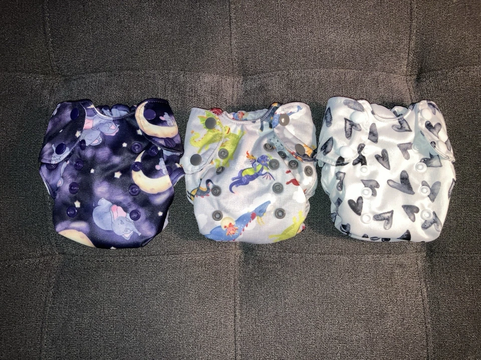 Born Smart Bottoms 2.0 Newborn Organic Cotton Hemp All In One Cloth Diaper Lot 4 - Image 2 of 4