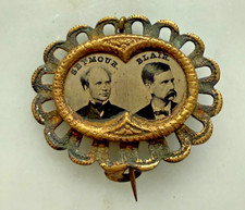 1868 Seymour Blair Photo Campaign Badge Stud 1⅛" x 7/8" Democratic Presidential
