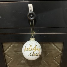 Holiday Lane by Macy's Christmas Cheer White and Gold Ball Ornament New with Tag