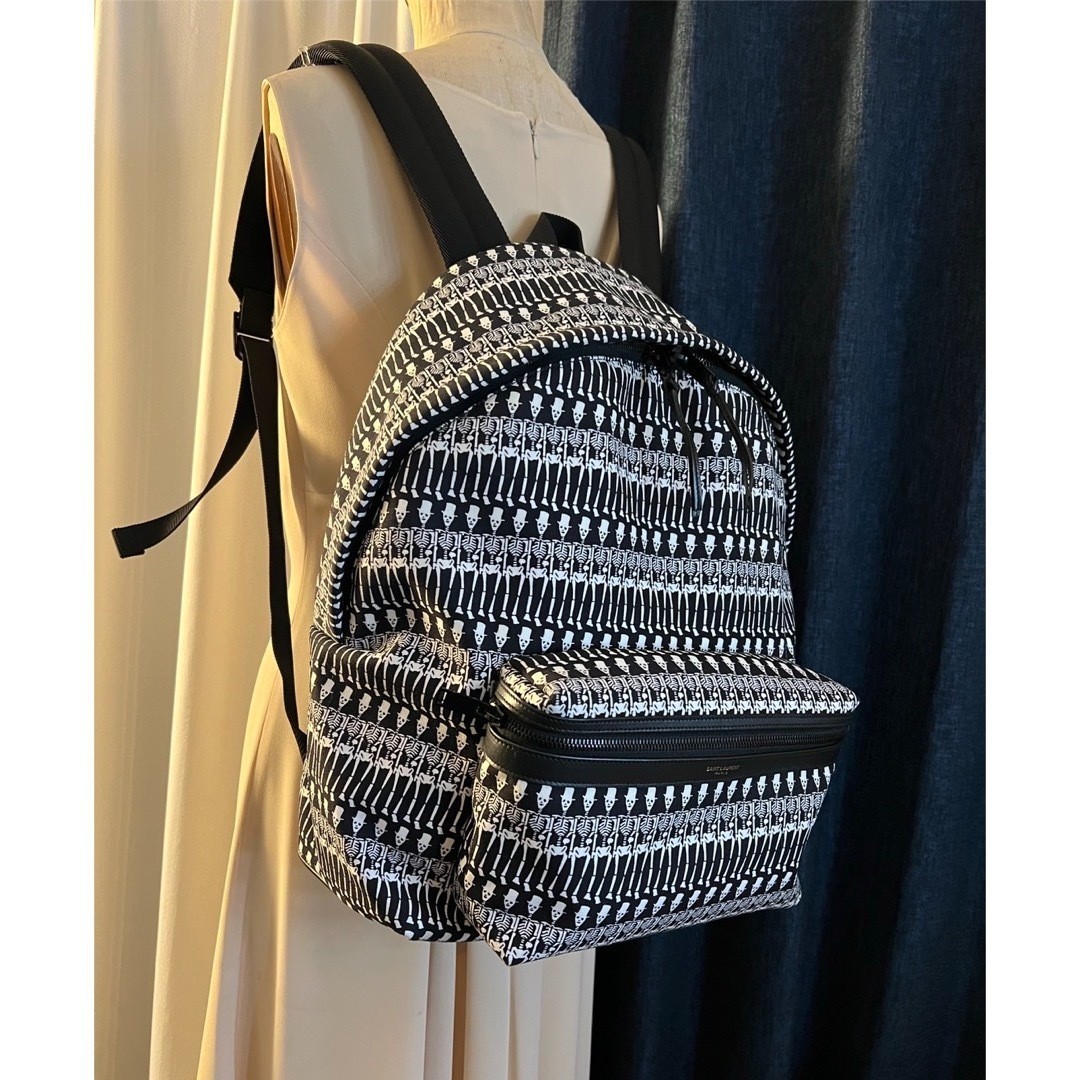 Authentic SAINT LAURENT Skull Pattern Canvas Back… - image 1