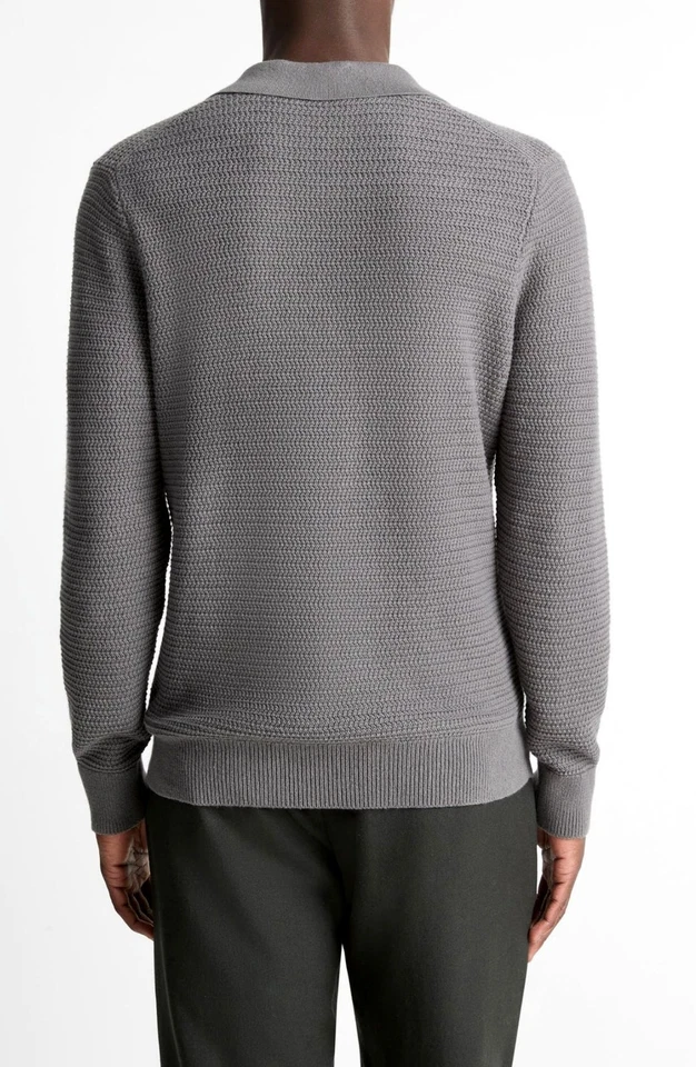 Suéter Vince lã e cashmere quarto de zíper grande, cinza - Imagem 2 de 4