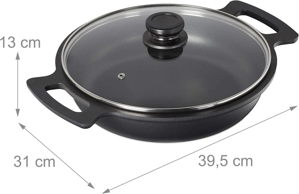 Padella, Antiaderente, Con Coperchio, Fornello & Grill, Alluminio, Casseruola Bi - Immagine 4 di 4