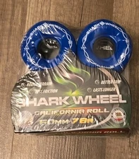 Shark Wheels Skateboard/Longboard California Rolls Blue Wheels 60mm 78a Set of 4