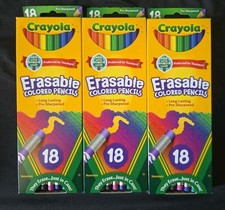Lot Of 3 Crayola Erasable Colored Pencils 18-Pack S1 