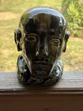 Head Sculpture Studio Pottery Glazed Ceramic Hand Crafted Expressive Face