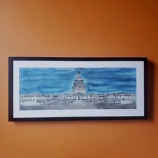 United State Capital Drawing by artist Eric Pearson Pen & Pastels Washington DC