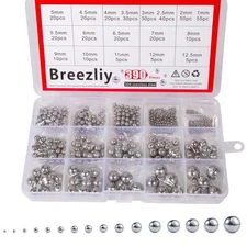 Breezliy 304 Stainless Steel Ball18 Sizes 1-12.5Mm Metric Precision 30