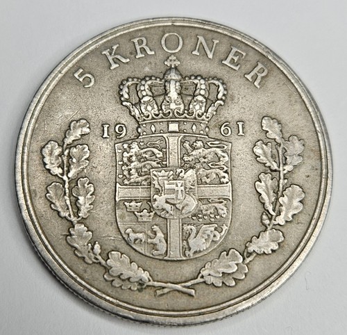 1961 Denmark 5 Five Kroner - Circulated Danish Copper-Nickel World Coin