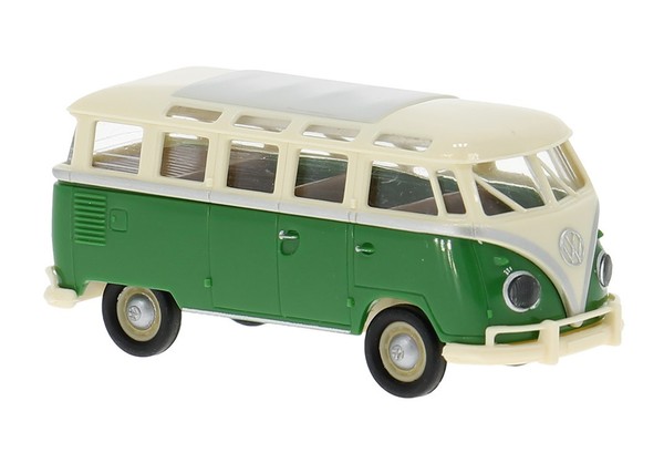 Brekina 31854 Vw T1B Samba, Hellbeige/GrüN, Bj.1960, 1:87, Neu - Modell-image