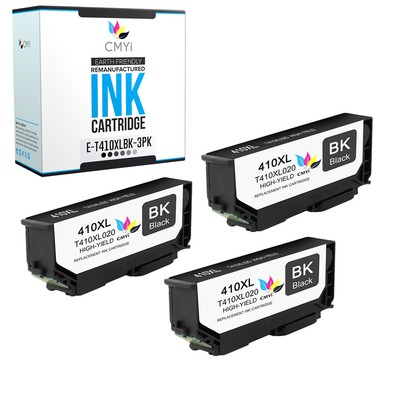 3-PK CMYi Replacement Epson T410XL Black Cartridges for Epson Expression XP-530