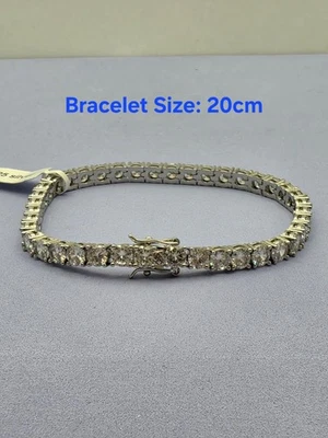 Bracelet Tennis Unisex Argent 925 avec Strass Brillant, Taille 20cm - Photo 1/4