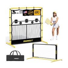 Portable Pickleball Training Net, 2in1 Solo Rebounder Net System for Dinks Vo...