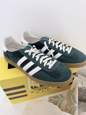 adidas gazelle silver green womens Adidas x Gucci Men's Gazelle Green Suede Low Top Sneakers