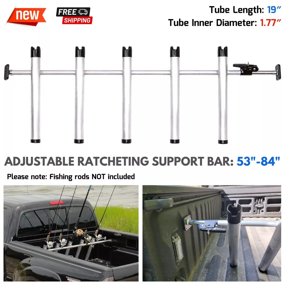 Spinning/ Surf Fishing Rod Holder Wade Fishing Pole Rack for Truck Bed  Traveling