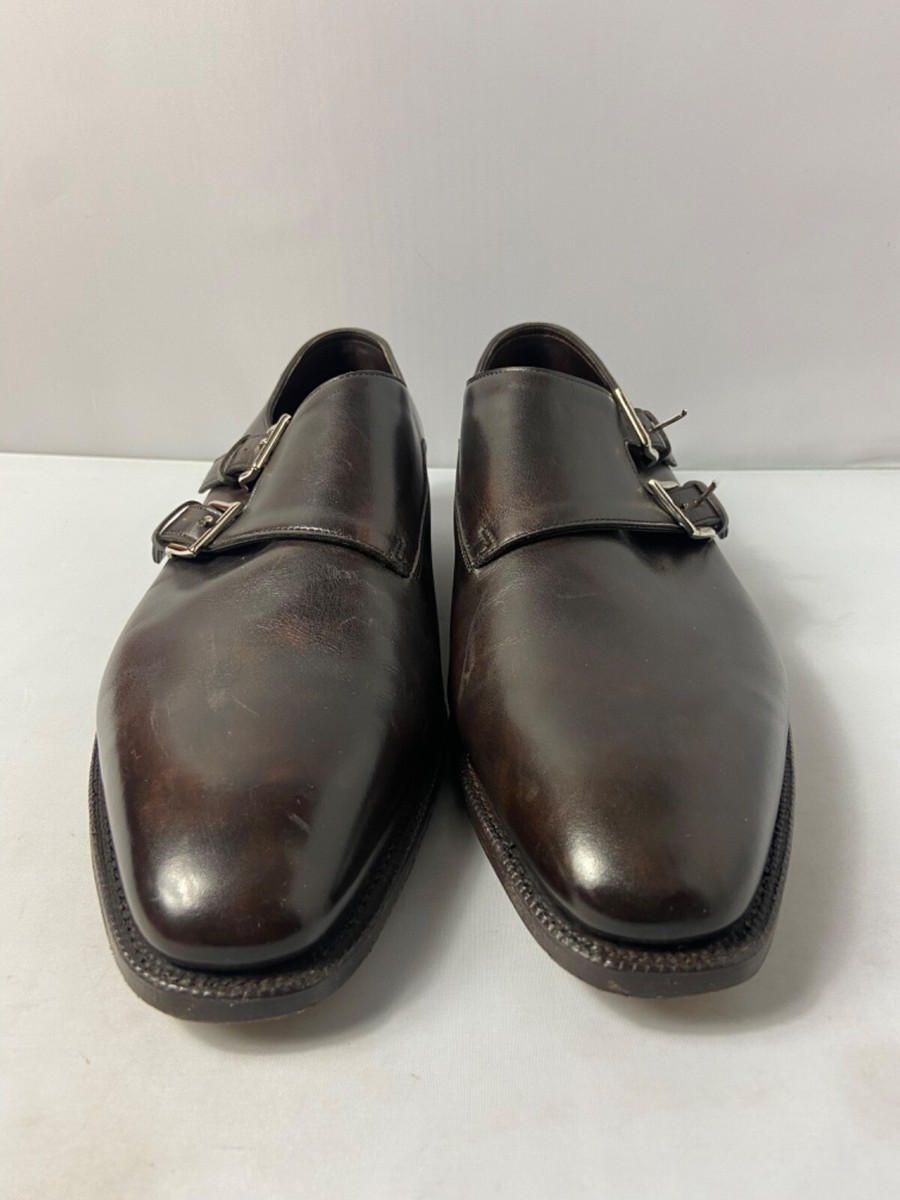 John Lobb Men's Chapel Monk Dress Shoes Dark Brown, US 9.5