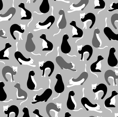 Feline Drive Fabric BUTTERCUP Gray Michael Miller Fat Quarter (18''x22'') FQ
