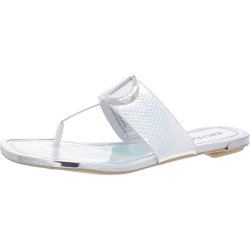 DKNY Womens HALCOTT Silver Thong Slide Sandals Shoes 6.5 Medium (B,M