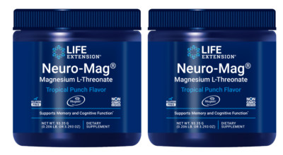 Neuro-Mag Magnesium L-Threonate Powder 2X3.29oz/93g Life Extension Tropic Punch