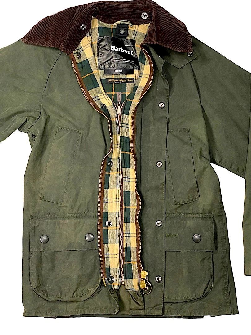 Barbour Bedale Waxed Cotton Zip   Snap Jacket Green MWXSG sz C /  cm