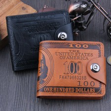 Novelty US 100 Dollar Wallet Leather Bill Money Billfold Card Holder Mens Purse