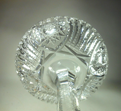 Brilliant Period Cut Glass Compote 8 1/2 Inch Hobstar Zipper Long Stem Compote - Picture 10 of 12