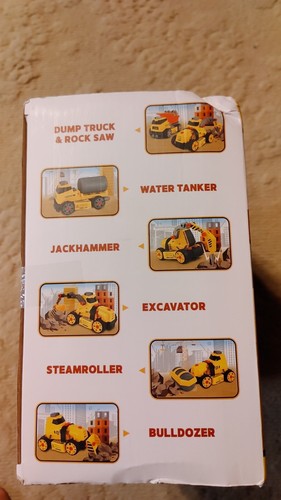 Learning Toy 7 In 1 Truck Construction Set STEM W/Mat And Road Signs 84 Pcs New - Picture 3 of 8