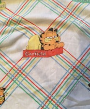 VTG Garfield Cat Twin Fitted Sheet Rainbow 1978 Jim Davis Cartoon