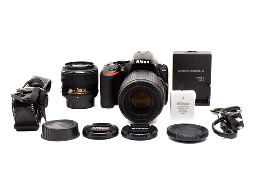 S/C 1,142 【 N MINT 】 Nikon D5600 24.2 MP DSLR / 18-55mm & 55-200mm Lens JAPAN