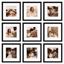 12x12 Picture Frame Set of 9, Display Pictures 8x8 with Mat or 12x12 without ...