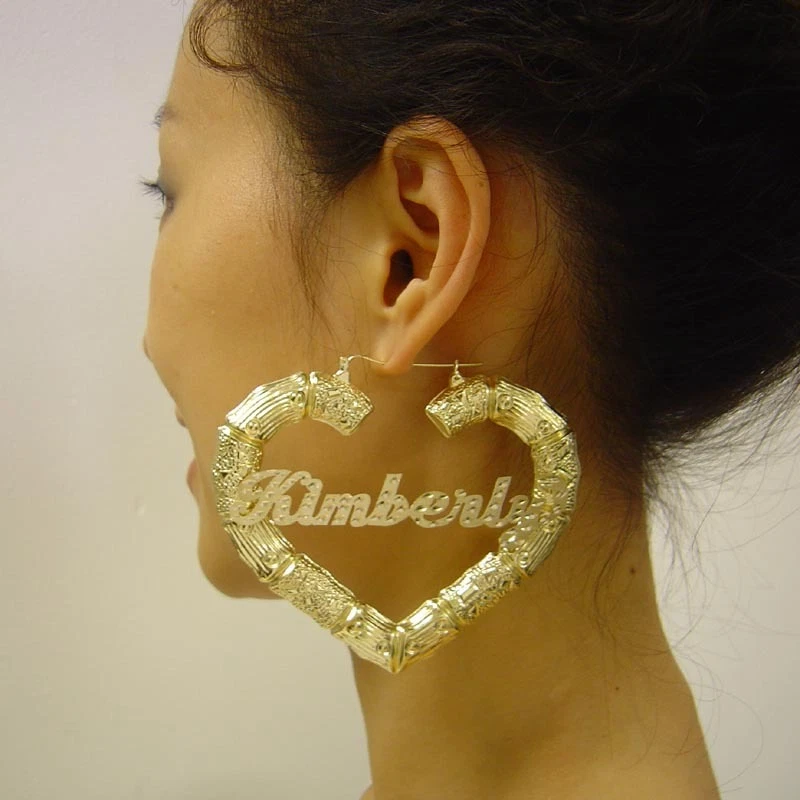 Large bamboo earrings with name deals