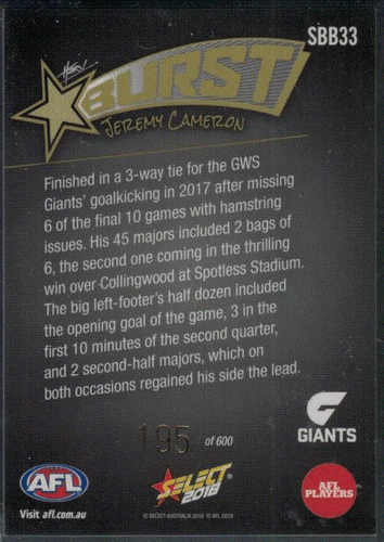 2018 AFL Select Footy Stars VARIOUS INSERTS HARD TO GET; Individual Card Sale. - Picture 10 of 28