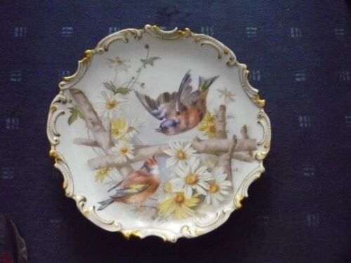 large antique porcelain birds hand painting plate diam 13 inches date 1894 bb