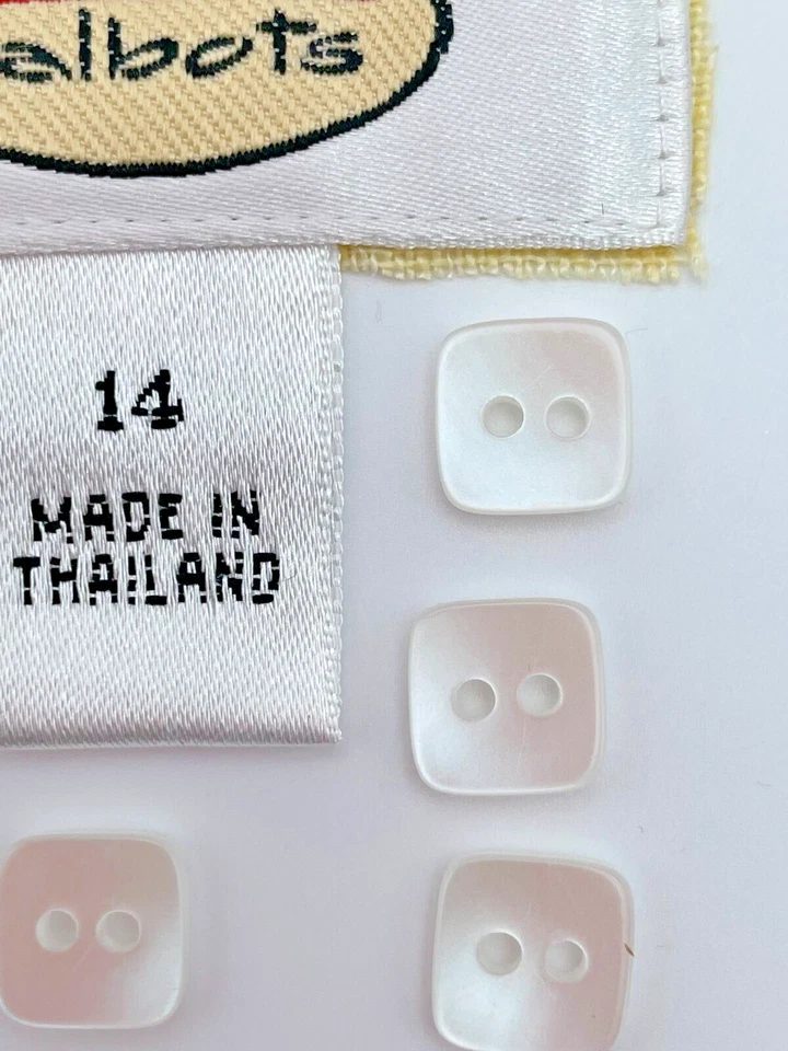 Talbots Replacement Buttons 2 Hole Flat Square White Pearlized Acrylic Set Of 7 - Image 3 of 4