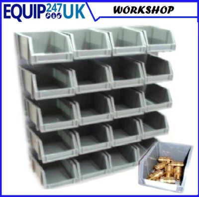 Plastic Bin Kit Wall Garage Storage Parts Bins Tool Organiser DIY Wall Rack Kit