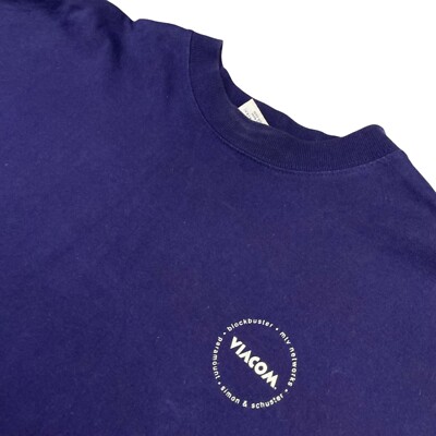 VTG Viacom Men's Blockbuster Video MTV Cotton L/S T-Shirt Blue   USA   One Size