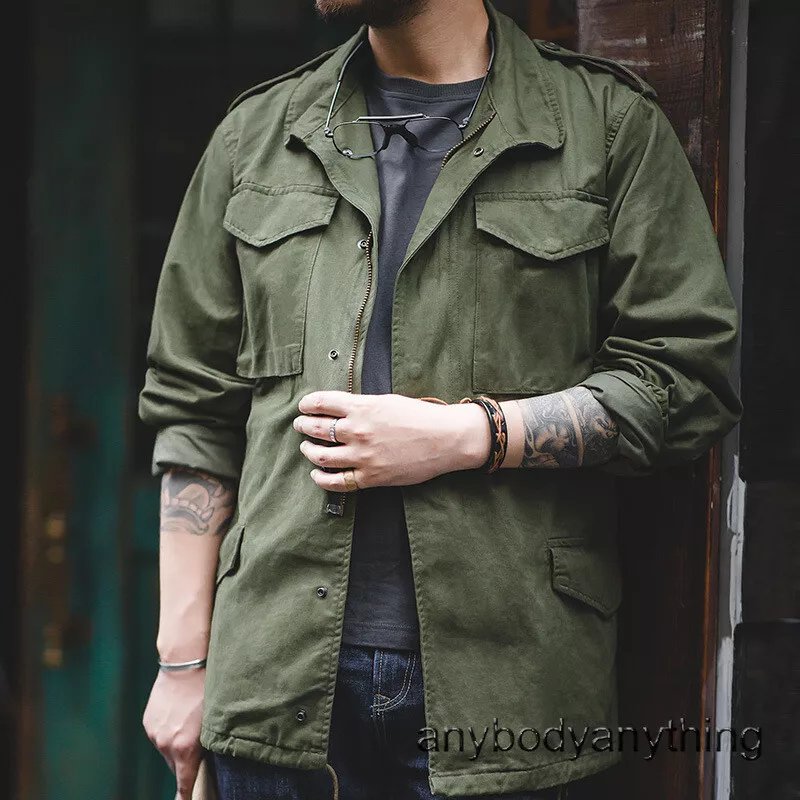 Men s Vintage M65 Jackets Military Windbreaker Coat Slim Fit Pockets Tops Casual