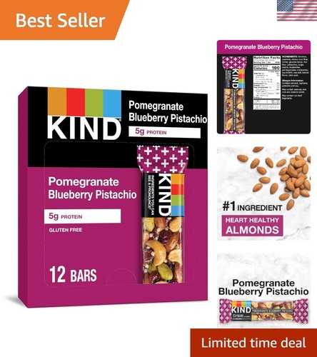 Pomegranate Blueberry Pistachio Protein Bars - Gluten-Free Snack Pack of 12
