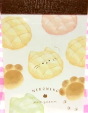 KAMIO JAPAN / Cat Bakery Bread Mini Memo Pad / Made in Japan