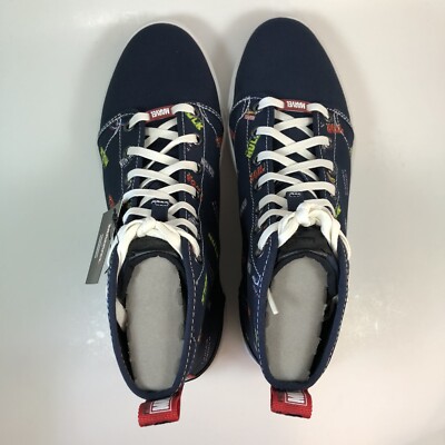 TOMS x Marvel NIB Navy Travel Lite High Sneaker Logos Mens  display picture 1