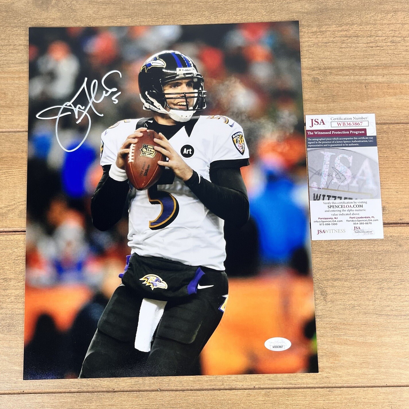 Joe Flacco Autographed Signed Baltimore Ravens Color 11x14 Photo W/ JSA COA 