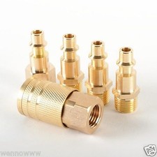 5pc Solid Brass Quick Coupler Set Air Hose Connector Fittings 1/4 NPT Tools