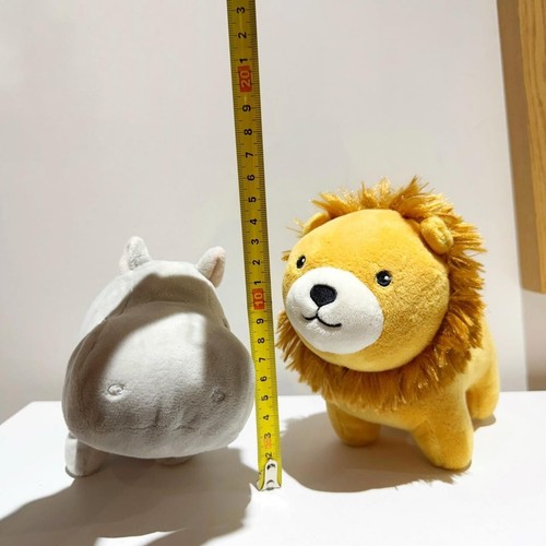 set of two plush teddy bear small H&M home kids children toy lion hippo - Picture 7 of 8