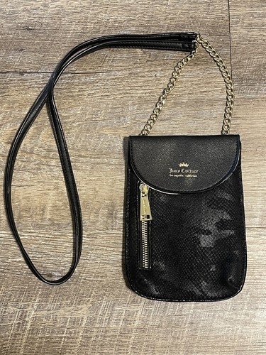 Juicy Couture Black Cellie Crossbody Bag Purse. Camo Snake Print Purse