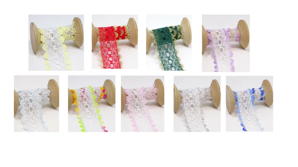 Dovecraft Eyelet Knitting In Lace 35mm Wide - 1m 2m or 5m Variety Of Colours