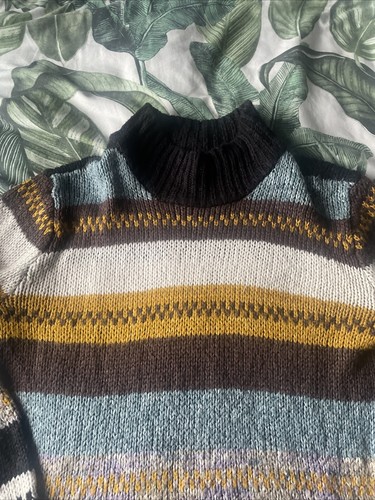 Joe Browns High Neck Knit Jumper Size 10 Stripes Sweatshirt - Picture 2 of 7