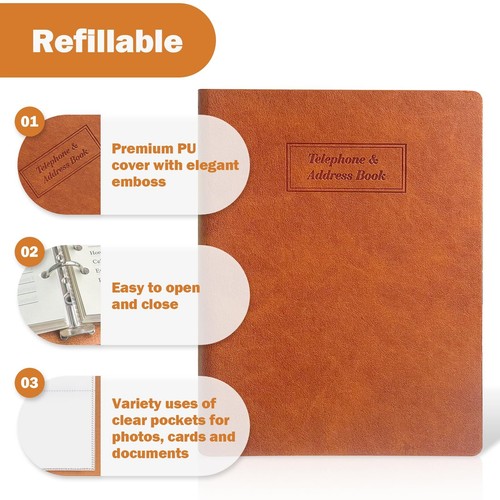Refillable Address Book with Alphabetical Tabs Hardcover Phone Book 648 Book ... - Picture 4 of 7