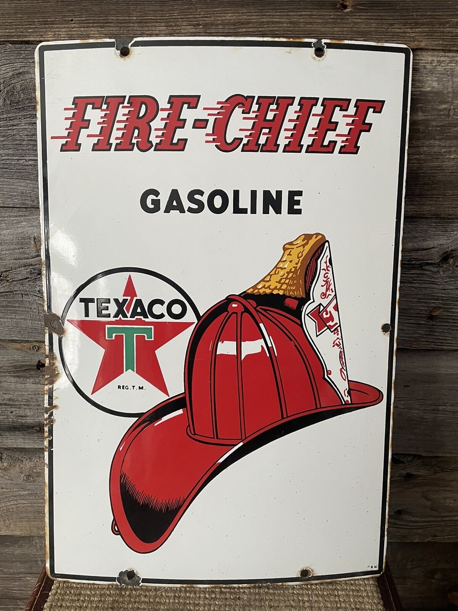 Vintage Texaco Advertising Sign Fire-Chief Pump Plate Sign